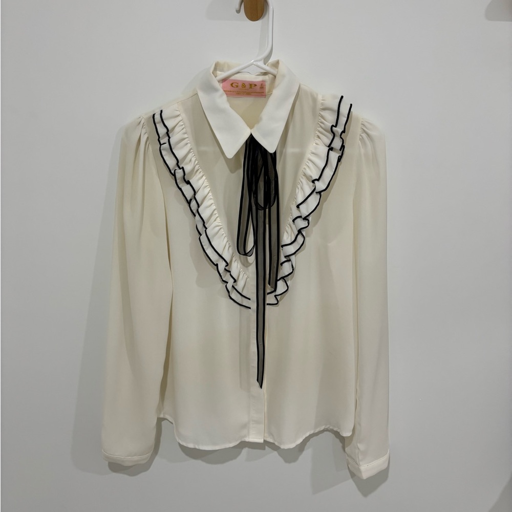 Elegant White Ruffled Blouse